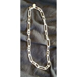 Dyamema Bronze Italy Paperclip Link Necklace Toggle Clasp Silver Tone Chain 18"